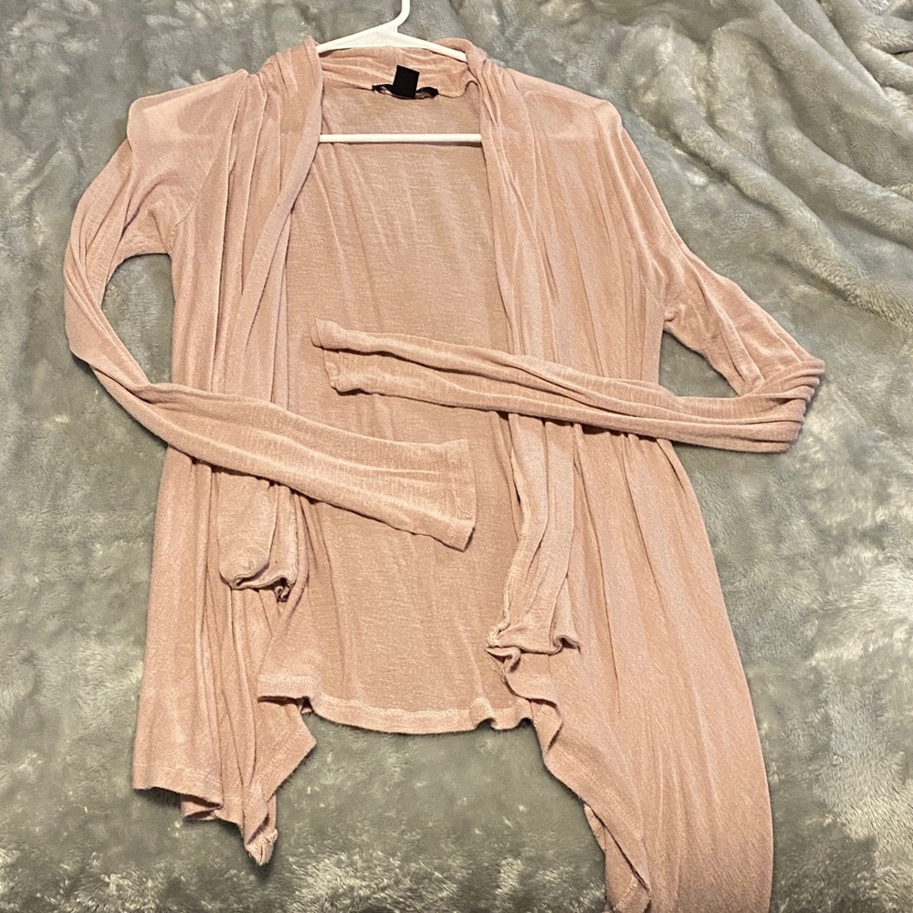 Light Pink Draped Open-Front Women’s Cardigan